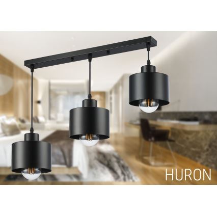 Hanglamp aan een koord 3xE27/35W/230V zwart