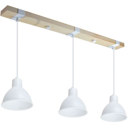 Hanglamp aan een koord 3xE27/40W/230V beuken/wit