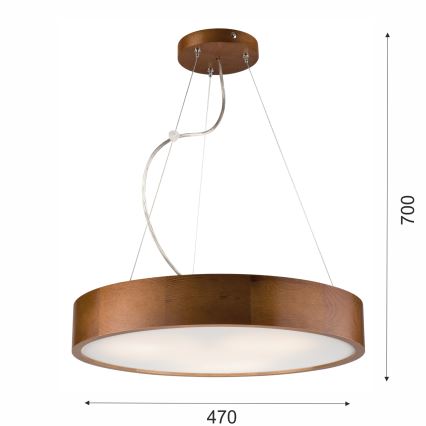 Hanglamp aan een koord 3xE27/60W/230V ø 47 cm grenen - FSC gecertificeerd