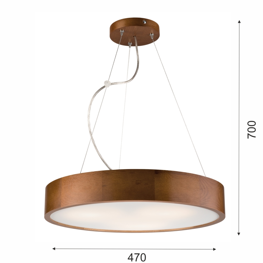 Hanglamp aan een koord 3xE27/60W/230V ø 47 cm grenen - FSC gecertificeerd