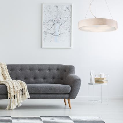 Hanglamp aan een koord 3xE27/60W/230V ø 47 cm grenen - FSC gecertificeerd