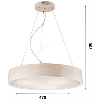 Hanglamp aan een koord 3xE27/60W/230V ø 47 cm grenen - FSC gecertificeerd