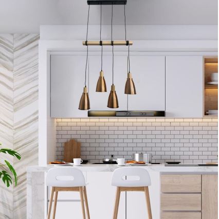 Hanglamp aan een koord 4xE27/60W/230V koper