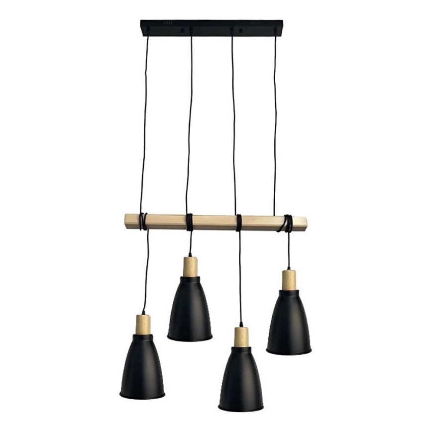 Hanglamp aan een koord 4xE27/60W/230V zwart