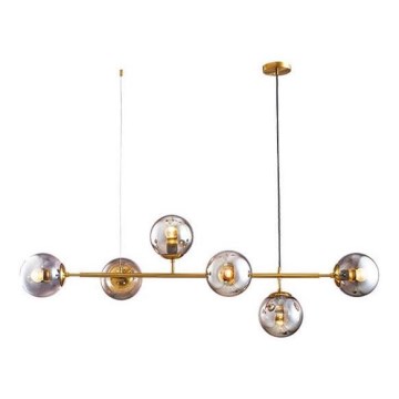 Hanglamp aan een koord 6xE27/10W/230V goud