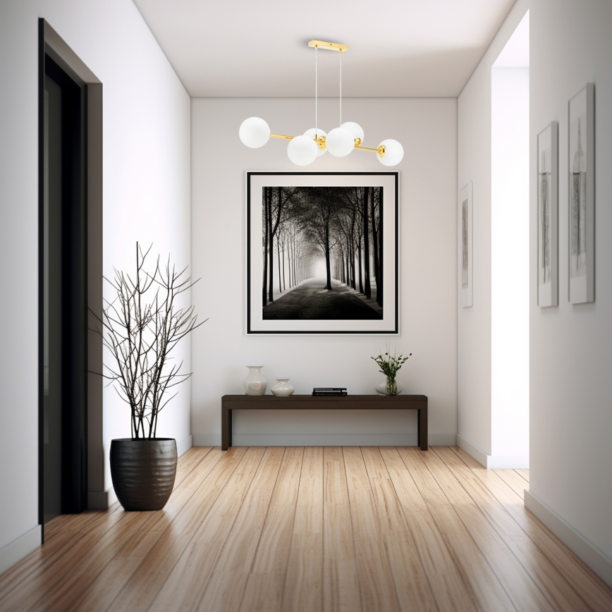Hanglamp aan een koord 6xE27/35W/230V goud