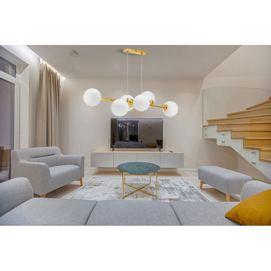 Hanglamp aan een koord 6xE27/35W/230V goud