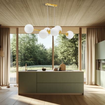 Hanglamp aan een koord 6xE27/35W/230V goud