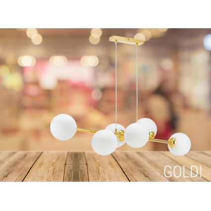 Hanglamp aan een koord 6xE27/35W/230V goud