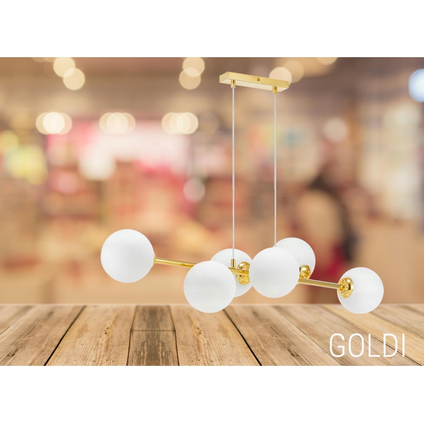 Hanglamp aan een koord 6xE27/35W/230V goud