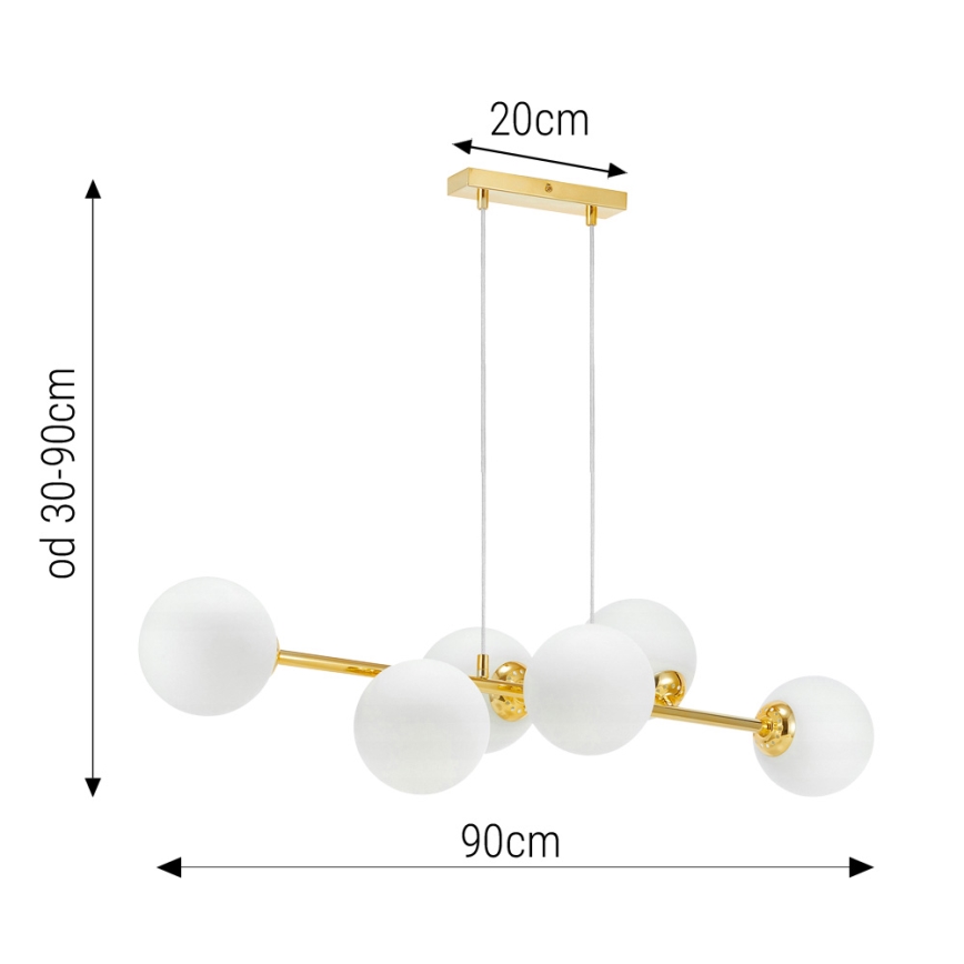 Hanglamp aan een koord 6xE27/35W/230V goud