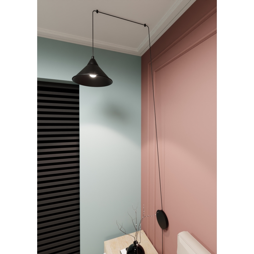 Hanglamp aan een koord ABRAMO 1xE27/15W/230V zwart