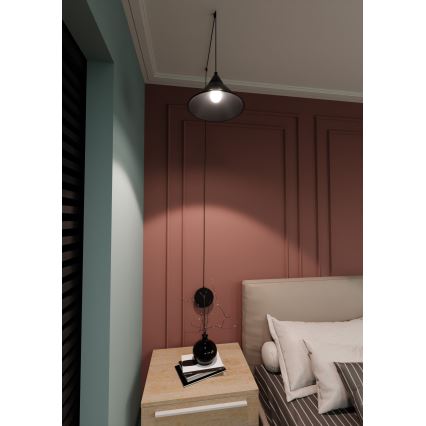 Hanglamp aan een koord ABRAMO 1xE27/15W/230V zwart