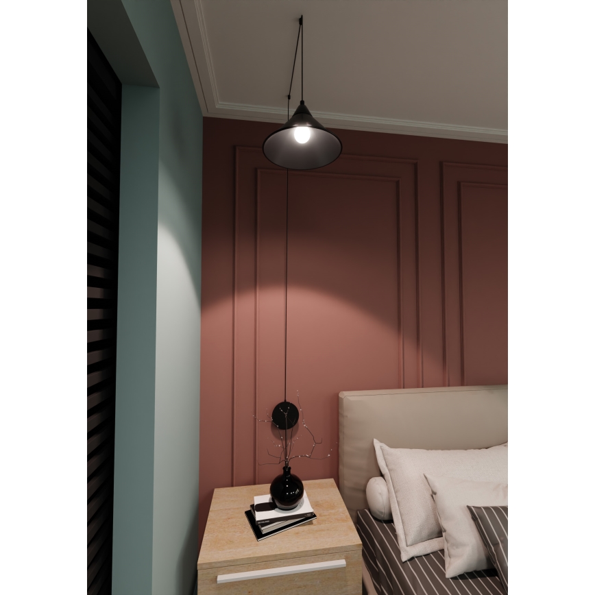 Hanglamp aan een koord ABRAMO 1xE27/15W/230V zwart
