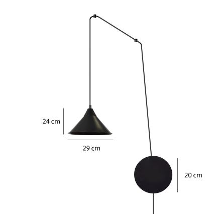 Hanglamp aan een koord ABRAMO 1xE27/15W/230V zwart