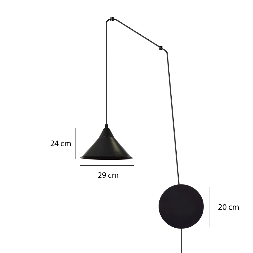 Hanglamp aan een koord ABRAMO 1xE27/15W/230V zwart