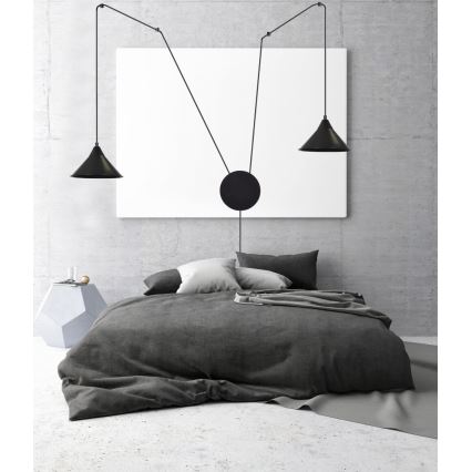 Hanglamp aan een koord ABRAMO 2xE27/15W/230V zwart