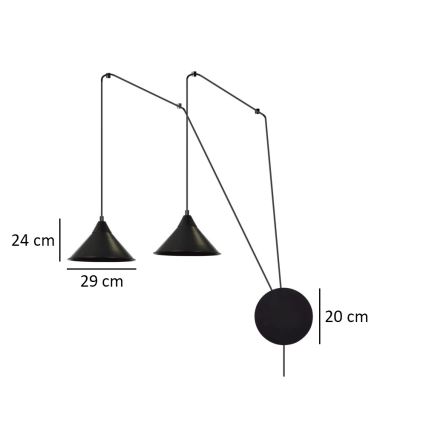 Hanglamp aan een koord ABRAMO 2xE27/15W/230V zwart