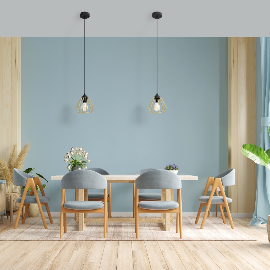 Hanglamp aan een koord AGAT 1xE27/15W/230V goud/zwart