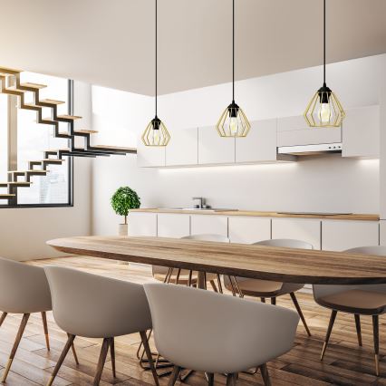 Hanglamp aan een koord AGAT 1xE27/15W/230V goud/zwart