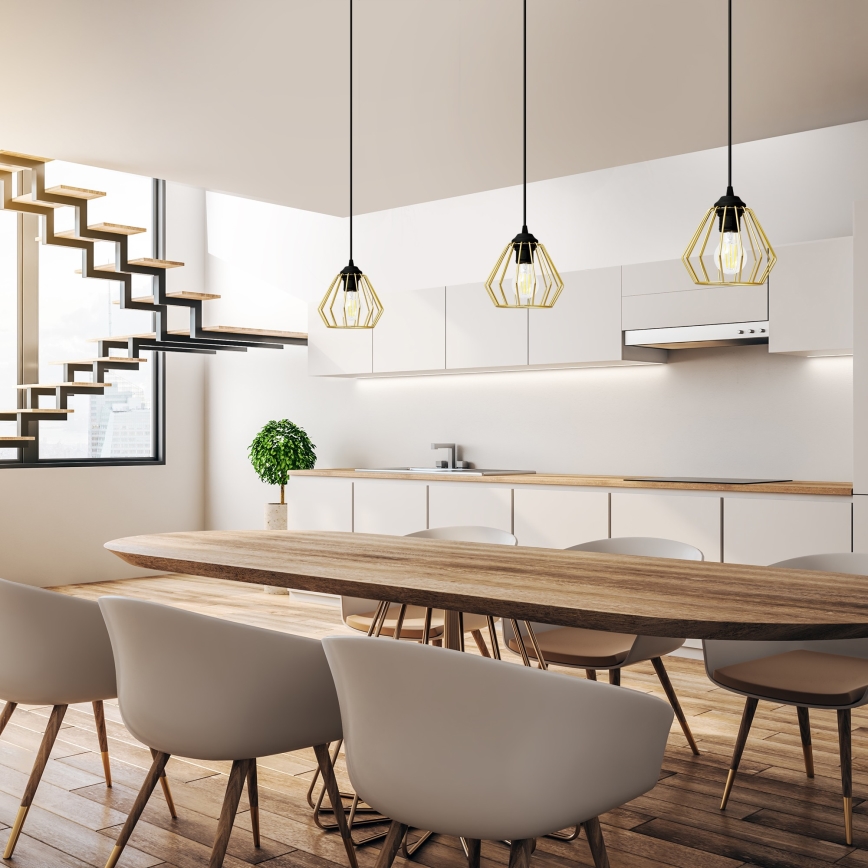 Hanglamp aan een koord AGAT 1xE27/15W/230V goud/zwart