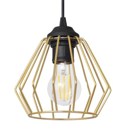 Hanglamp aan een koord AGAT 1xE27/15W/230V goud/zwart