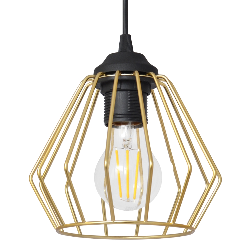 Hanglamp aan een koord AGAT 1xE27/15W/230V goud/zwart