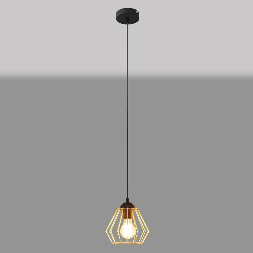 Hanglamp aan een koord AGAT 1xE27/15W/230V goud/zwart