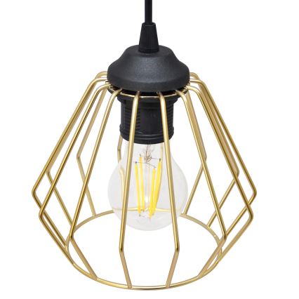 Hanglamp aan een koord AGAT 1xE27/15W/230V goud/zwart