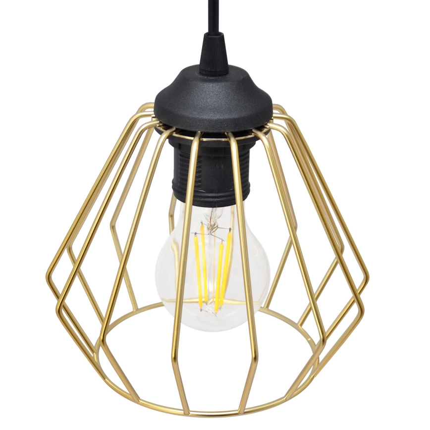 Hanglamp aan een koord AGAT 1xE27/15W/230V goud/zwart
