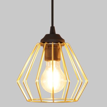 Hanglamp aan een koord AGAT 1xE27/15W/230V goud/zwart