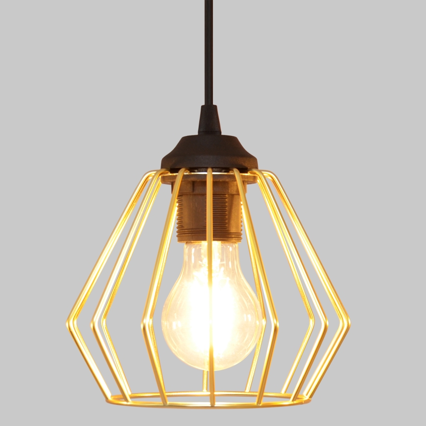 Hanglamp aan een koord AGAT 1xE27/15W/230V goud/zwart
