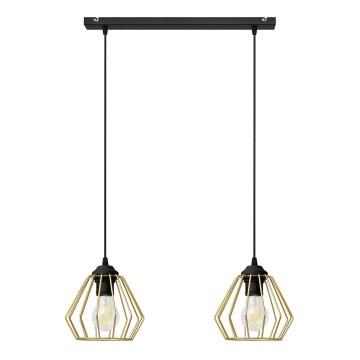 Hanglamp aan een koord AGAT 2xE27/15W/230V goud/zwart
