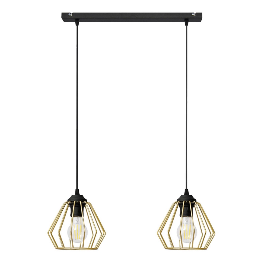 Hanglamp aan een koord AGAT 2xE27/15W/230V goud/zwart
