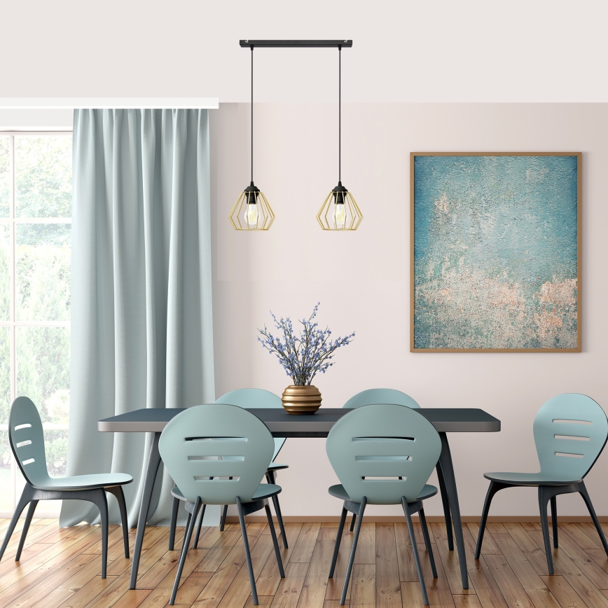 Hanglamp aan een koord AGAT 2xE27/15W/230V goud/zwart