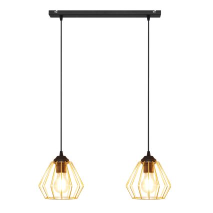 Hanglamp aan een koord AGAT 2xE27/15W/230V goud/zwart