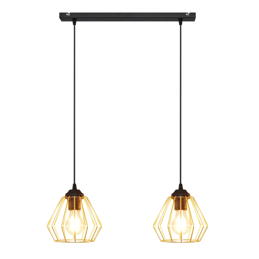 Hanglamp aan een koord AGAT 2xE27/15W/230V goud/zwart