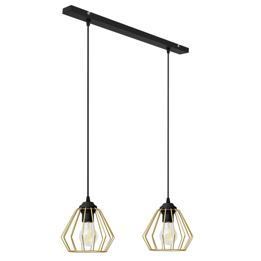 Hanglamp aan een koord AGAT 2xE27/15W/230V goud/zwart
