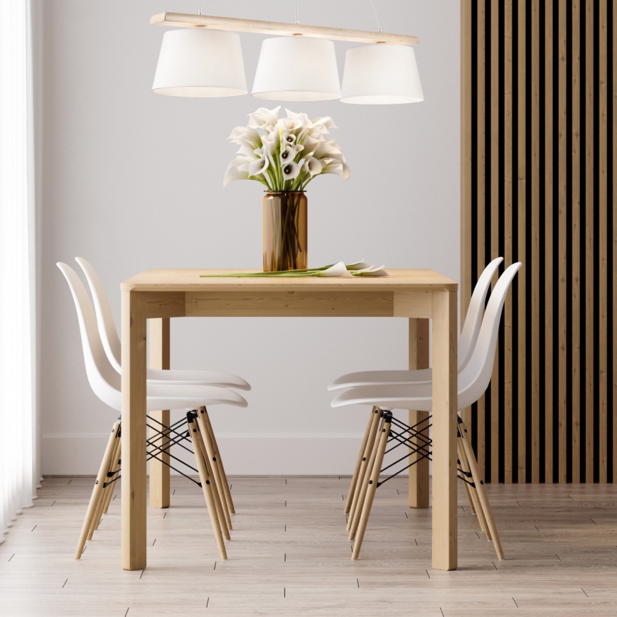 Hanglamp aan een koord AIDA 3xE27/60W/230V eiken