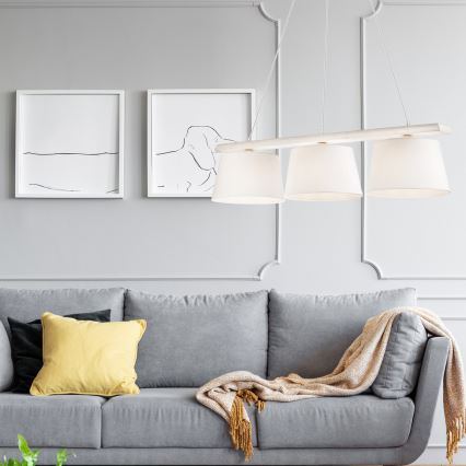Hanglamp aan een koord AIDA 3xE27/60W/230V eiken