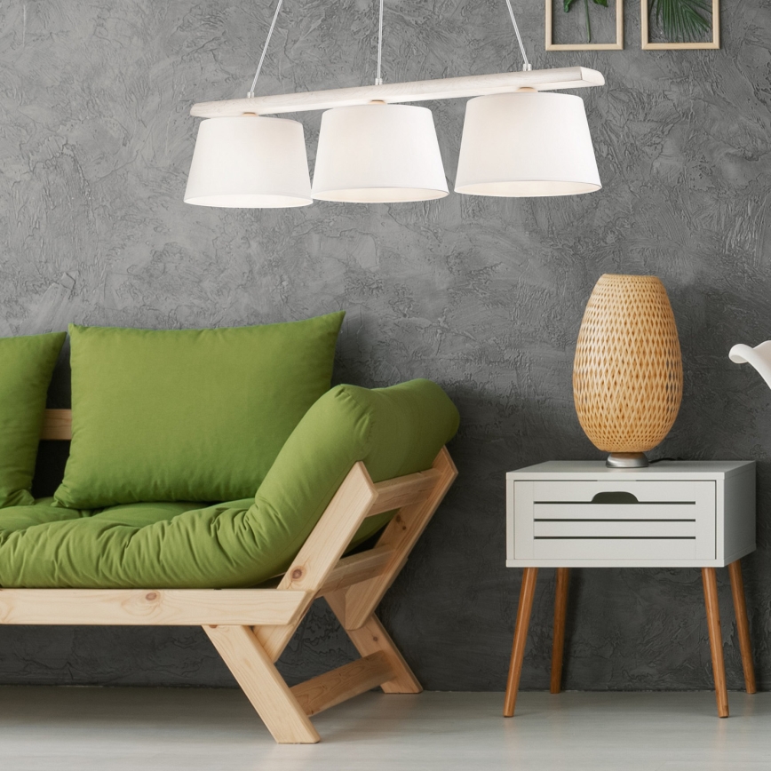 Hanglamp aan een koord AIDA 3xE27/60W/230V eiken