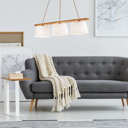 Hanglamp aan een koord AIDA 3xE27/60W/230V eiken