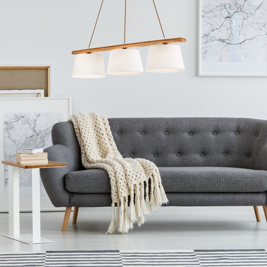 Hanglamp aan een koord AIDA 3xE27/60W/230V eiken