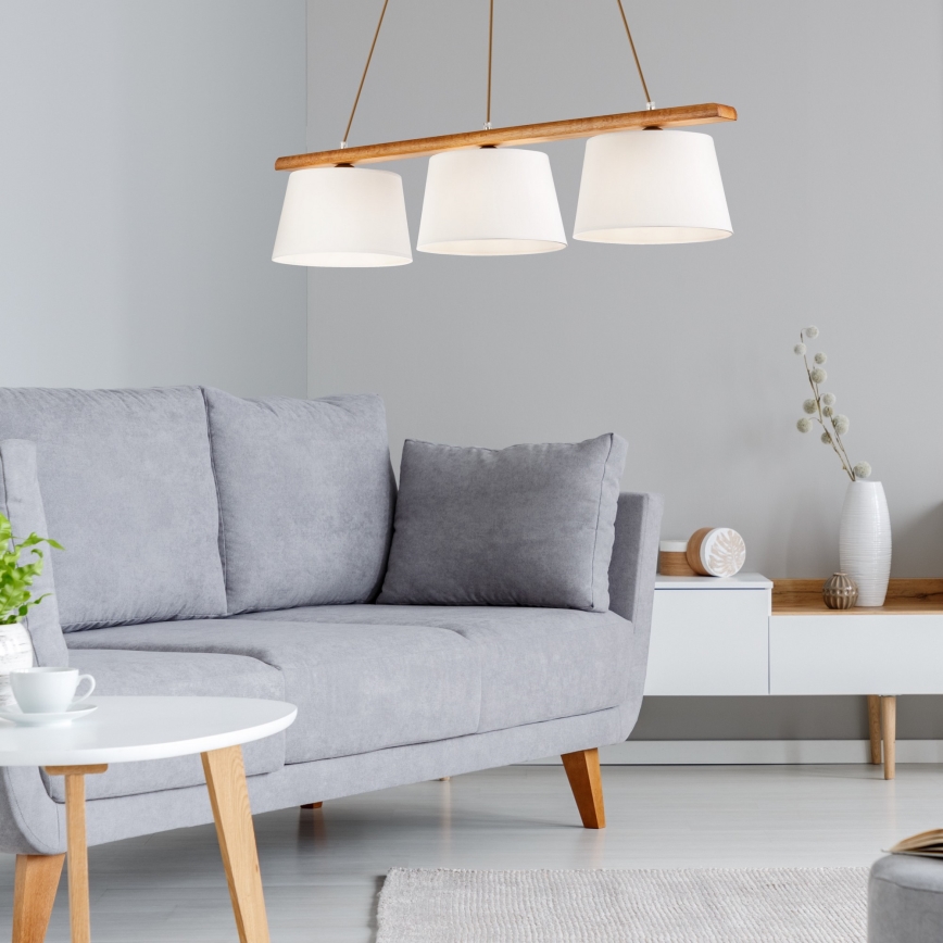 Hanglamp aan een koord AIDA 3xE27/60W/230V eiken