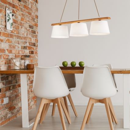 Hanglamp aan een koord AIDA 3xE27/60W/230V eiken