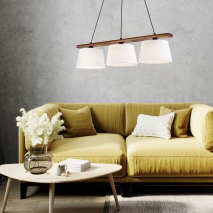 Hanglamp aan een koord AIDA 3xE27/60W/230V walnoot