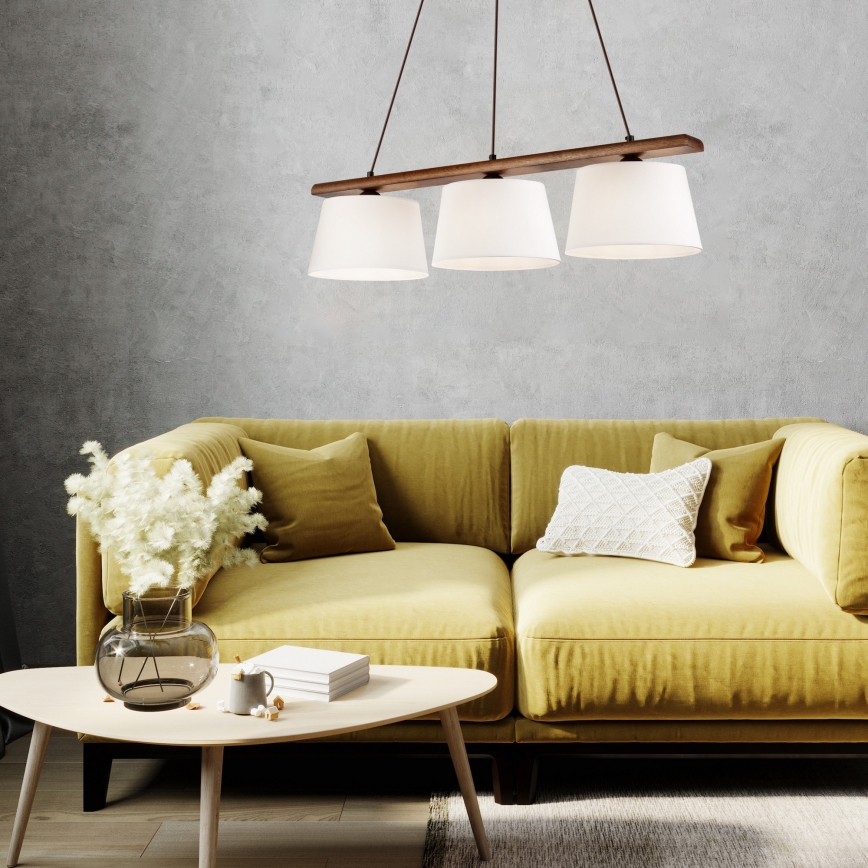 Hanglamp aan een koord AIDA 3xE27/60W/230V walnoot
