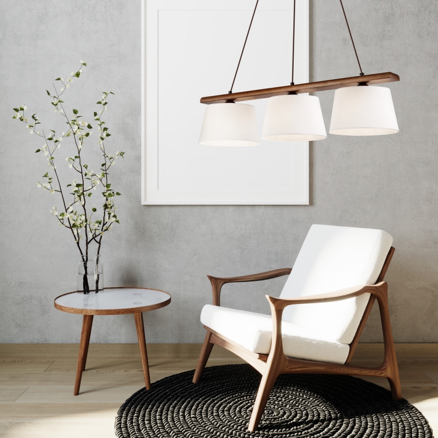 Hanglamp aan een koord AIDA 3xE27/60W/230V walnoot