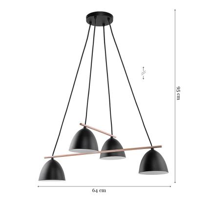 Hanglamp aan een koord AIDA 4xE27/15W/230V