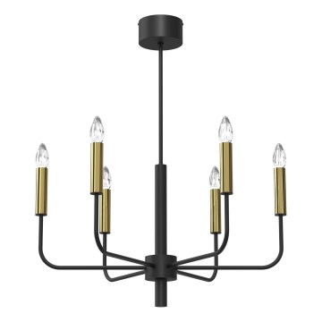 Hanglamp aan een koord AKASYA 6xE14/15W/230V zwart/goud